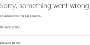 Sorry, something went wrong exception